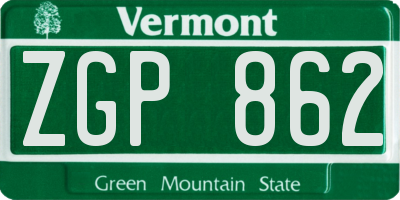 VT license plate ZGP862