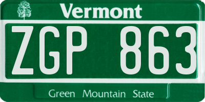 VT license plate ZGP863
