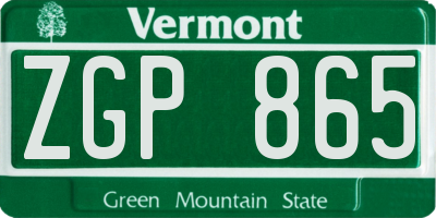 VT license plate ZGP865
