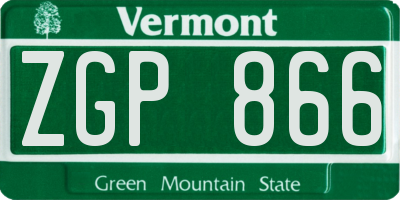 VT license plate ZGP866