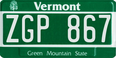 VT license plate ZGP867