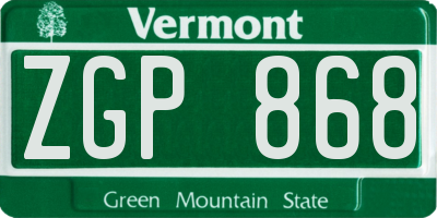 VT license plate ZGP868
