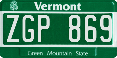 VT license plate ZGP869
