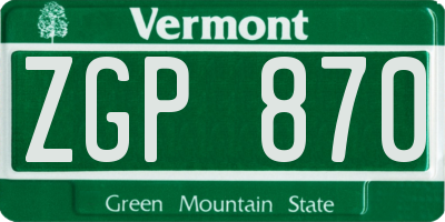 VT license plate ZGP870