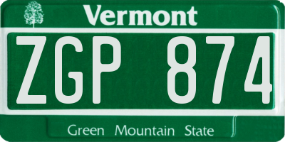 VT license plate ZGP874