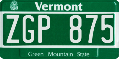 VT license plate ZGP875