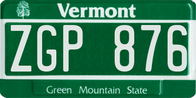 VT license plate ZGP876