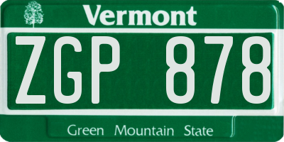 VT license plate ZGP878