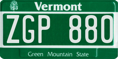 VT license plate ZGP880