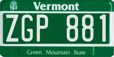 VT license plate ZGP881