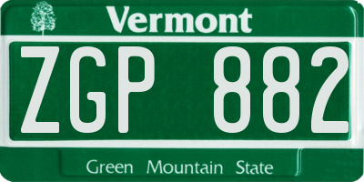 VT license plate ZGP882