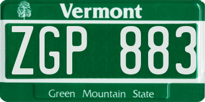 VT license plate ZGP883