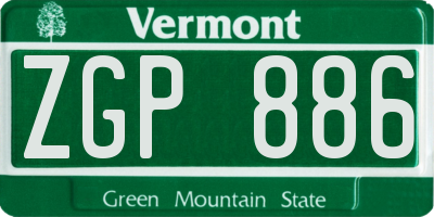VT license plate ZGP886