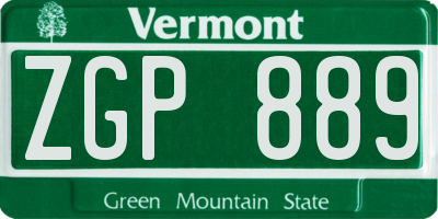 VT license plate ZGP889