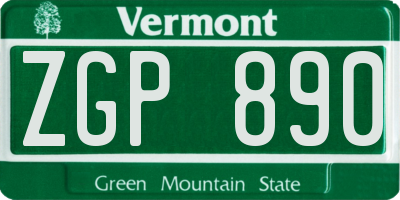 VT license plate ZGP890