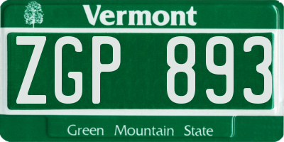 VT license plate ZGP893