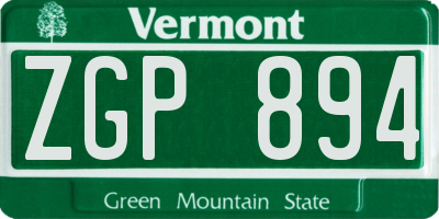VT license plate ZGP894