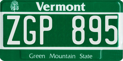 VT license plate ZGP895