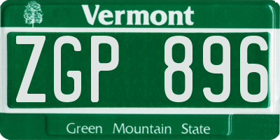 VT license plate ZGP896