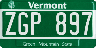 VT license plate ZGP897