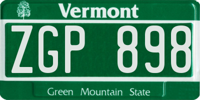 VT license plate ZGP898