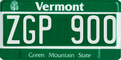 VT license plate ZGP900