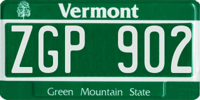 VT license plate ZGP902
