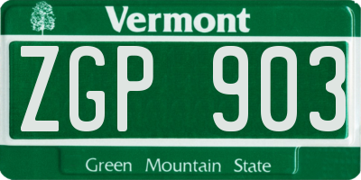 VT license plate ZGP903