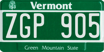 VT license plate ZGP905
