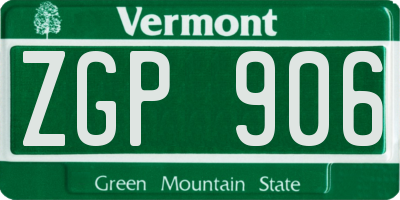 VT license plate ZGP906