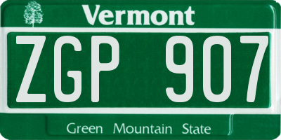 VT license plate ZGP907
