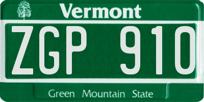 VT license plate ZGP910