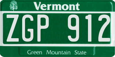 VT license plate ZGP912