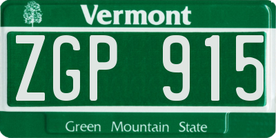 VT license plate ZGP915