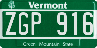 VT license plate ZGP916