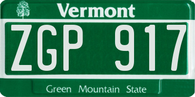 VT license plate ZGP917
