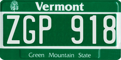 VT license plate ZGP918