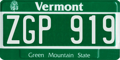 VT license plate ZGP919