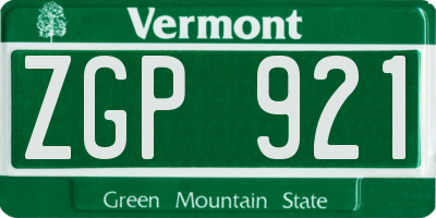 VT license plate ZGP921