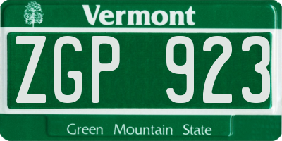 VT license plate ZGP923