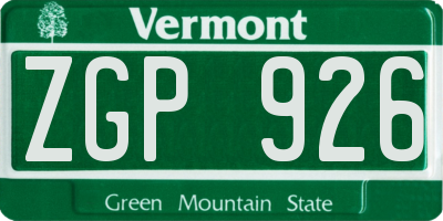 VT license plate ZGP926