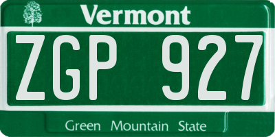 VT license plate ZGP927