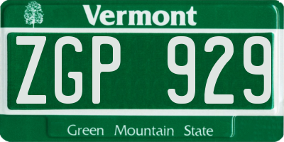 VT license plate ZGP929