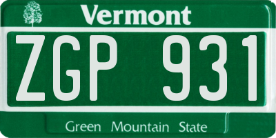 VT license plate ZGP931