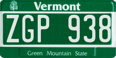 VT license plate ZGP938