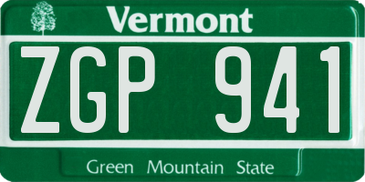 VT license plate ZGP941