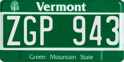 VT license plate ZGP943