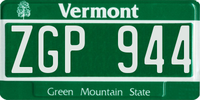 VT license plate ZGP944