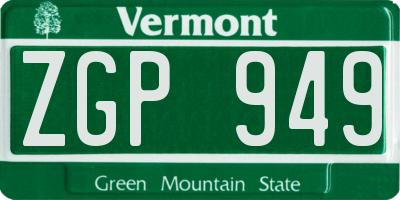 VT license plate ZGP949