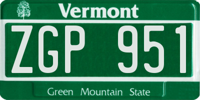 VT license plate ZGP951